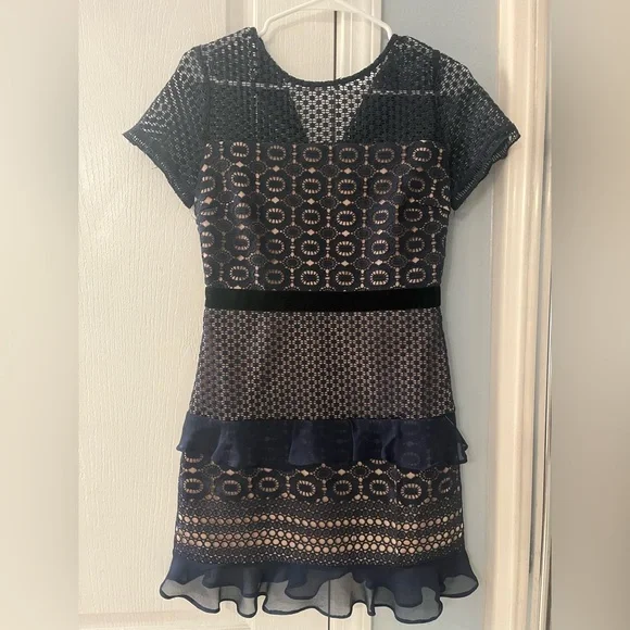 Lucy Paris Lace A-line Dress/ Navy Tiered Bottom - Picture 2 of 3